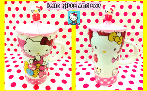 Taza Grande con Tapa Silicona Hello Kitty