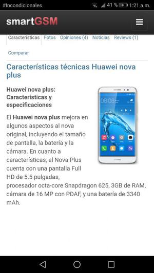 Vendo Huawei Nova Plus.mínimo Detalle