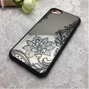 Keisi /iphone6,6s,7/case,funda,protector/flor,espejo,negro