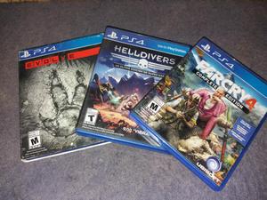 Evolve, Farcry 4 Y Helldivers para Ps4