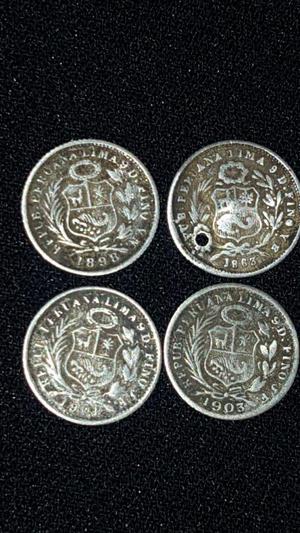 Monedas De Plata De 1/2 Din Del Peru 