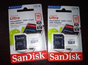 Memoria Micro Sd Sandisk de 16Gb y 32Gb Clase 10 NUEVA