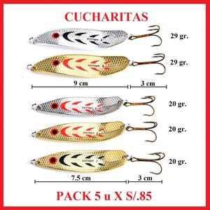 Cucharitas Pesca Pack Combo Cuchara Metal Pescar Cebo
