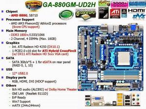 Gigabyte Ga880gmud2h AM3: AMD Phenom™ II processor/ AMD