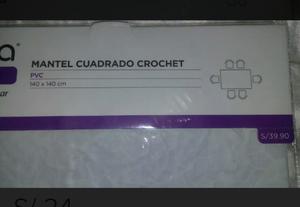 Mantel Cuadrado Crochet Pvc 140x140cm