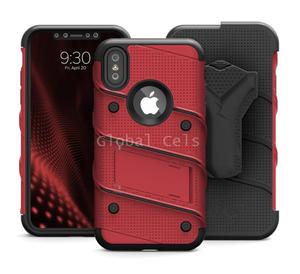 Case Rojo / Negro Total iPhone X C/glass