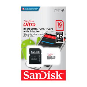 Sandisk Ultra MicroSD de 16 Gb UHS I Clase 10 de 80 mbs
