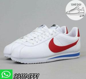 Nike Cortez Leather White Red And Blue