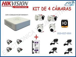 Kit De 4 Camaras De Seguridad Hikvision Incluye Disco Duro