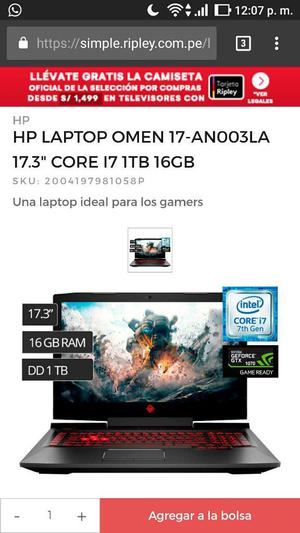 Laptop Gaming Hp I7