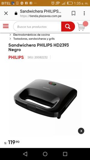 Sandwichera Philips Negro