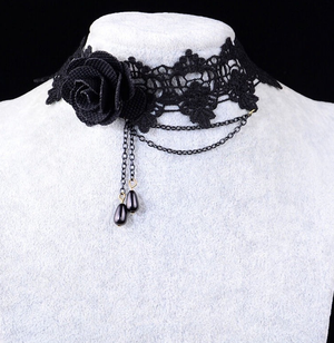 Collar Cameo Vintage Rosa Black Corazones Gotico Choker