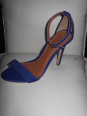 Sandalias de gamuza azul, talla 36