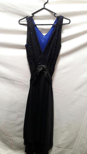 Vestido Largo Negro Y Azul /talla L