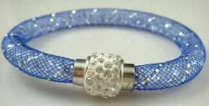 Pulsera Magnetic Swarovski Elements Crystal Azul Claro