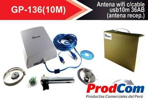 Kit Antena Wifi Cable Usb 10 Metros 36dbi Amplio Espectro