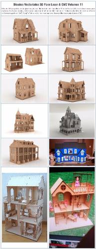 Vectores 3d Modelos De Casas Y Muebles Miniatura Para Láser