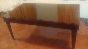 Mesa madera laqueada maciza para 8 sillas