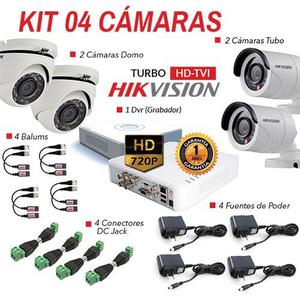 Kit 4 Camaras Hikvision Hd 1tb Cctv Dvr Accesorios completo