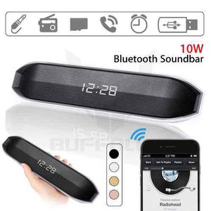 Parlante Barra Bluetooth 10w Reloj Despertador Radio Usb Tf