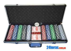 Maletin de aluminio poker 500 fichas + 100 de regalo