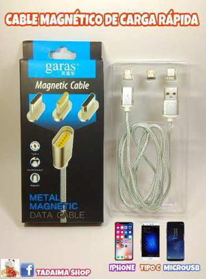 1cable Magnético Lightning, Tipo C Y Microusb En Caja