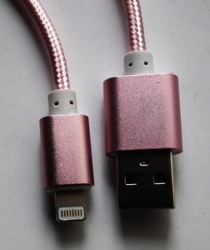 Cable Apple (lightning) De Nylon De 1m Rosado / Silver