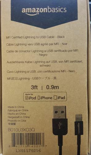 Cable Lightning Apple Certificado - Amazonbasics Blanco