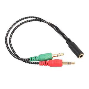 Cable Splitter De Audifono A Audio Y Micrófono Macho 1 A 2