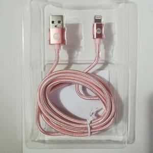 Cable Usb 2m Nylon Mobo Para Iphone Rosado