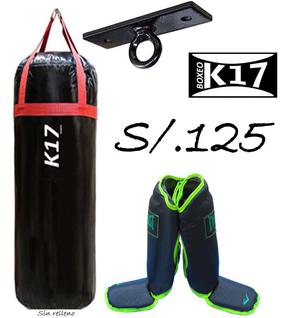 Kit de boxeo K17, Saco Soporte Canilleras