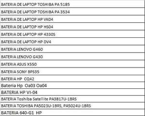 Baterias Laptop Toshiba Hp Lenovo Asus