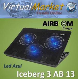 Cooler Airboom Iceberg 3 Ab13 Para Laptop Con Led Azul