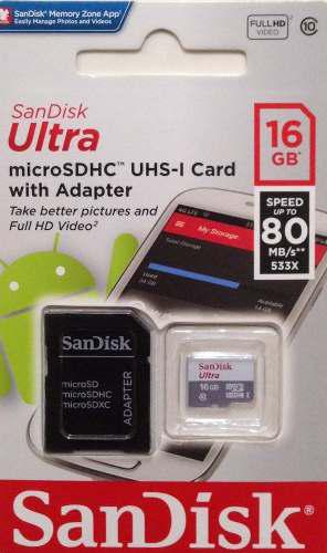 Sandisk Ultra Memoria 16gb Full Hd Microsdhc 80mb Clase 10