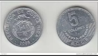Monedas Antiguas 5 Colones  Costa Rica