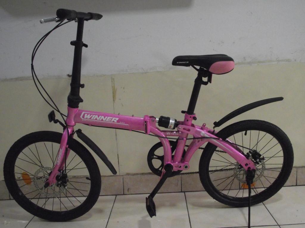 bicicleta plegable rosada