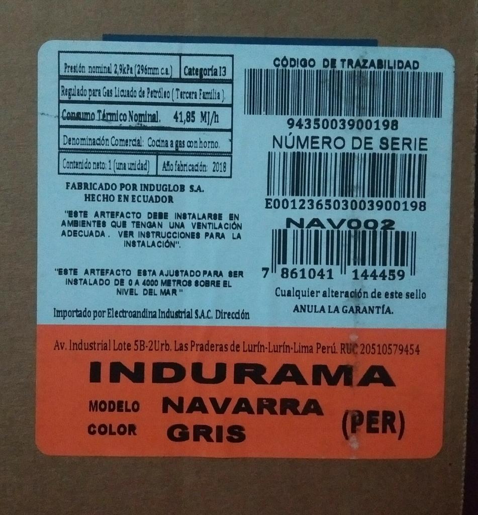 Cocina Indurama 4 Hornillas..