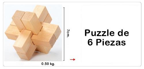 Rompecabezas - Puzzle De Madera 3d De 6 Piezas
