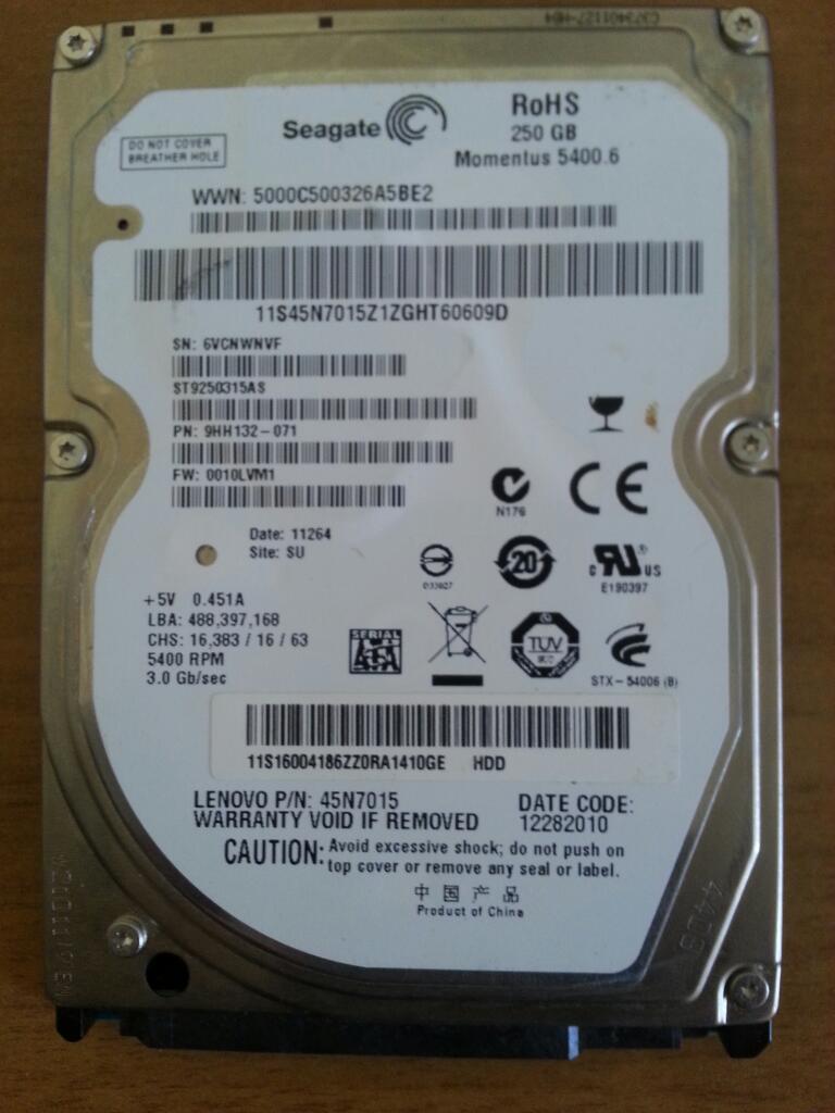 Disco Duro para Laptop 250 Gb Seagate