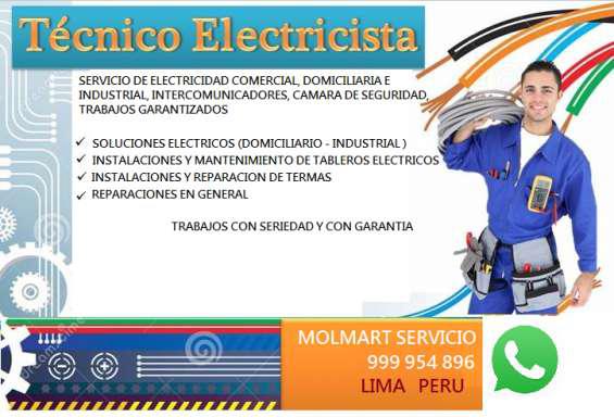 Servicio electricista, servicio de gasfiteria, electricista