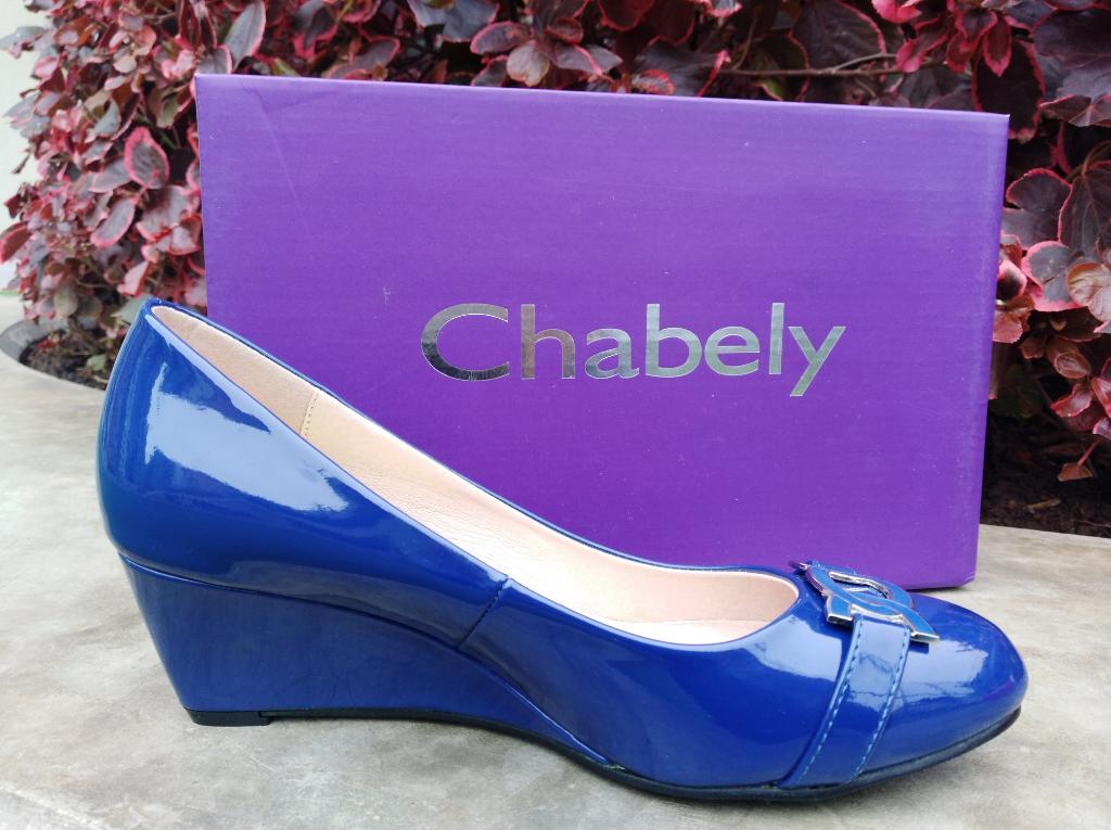 Zapatos Chabely Azul Taco Cuña 5talla 37