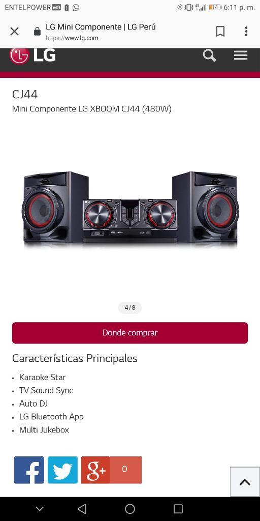 Minicomponente Lg Xboom Cjw