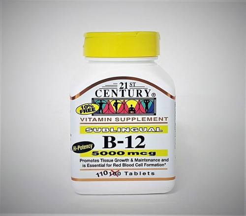 Vitamina B12 5000mcg Sublingual 21st Century 110 Pastillas