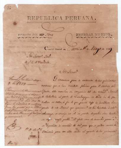 1829 Antiguo Documento Firmado Por Agustin Gamarra