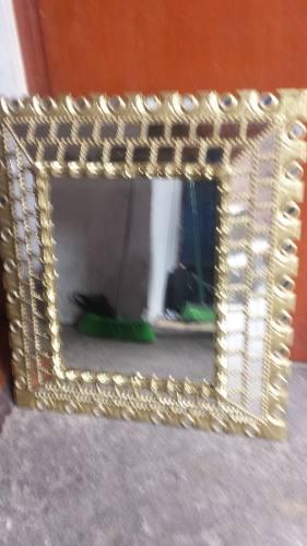 Espejo De Madera Cedro De Color Pan De Oro-tienda Propia