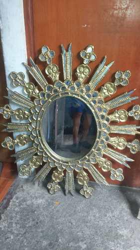 Espejo Ovalado De Madera Cedro En Pan De Oro(tienda Propia)