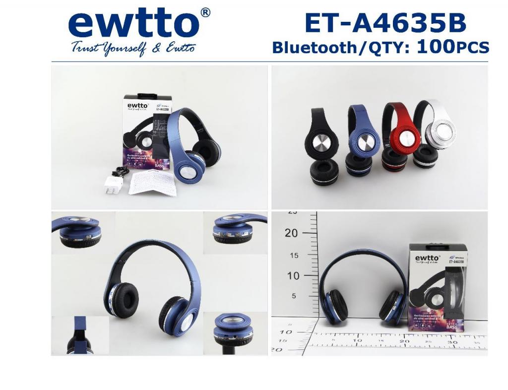 AUDIFONOS BLUETOOTH EWTOO ETAB.EXTRA BASS FM/MicroSD/MP3