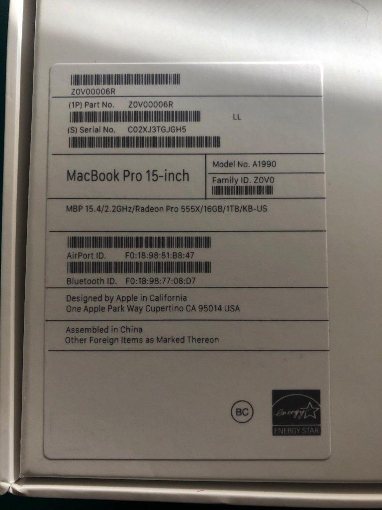 Apple  Apple Macbook Pro in 16 gb 1 TB iX