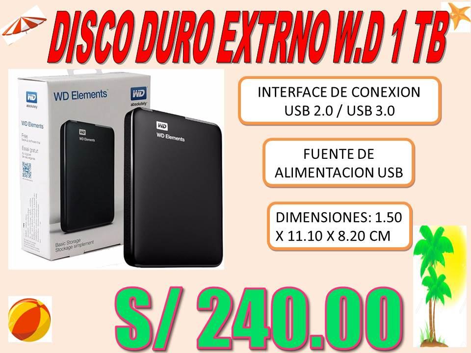 DISCO DURO EXTRNO W.D 1 TB