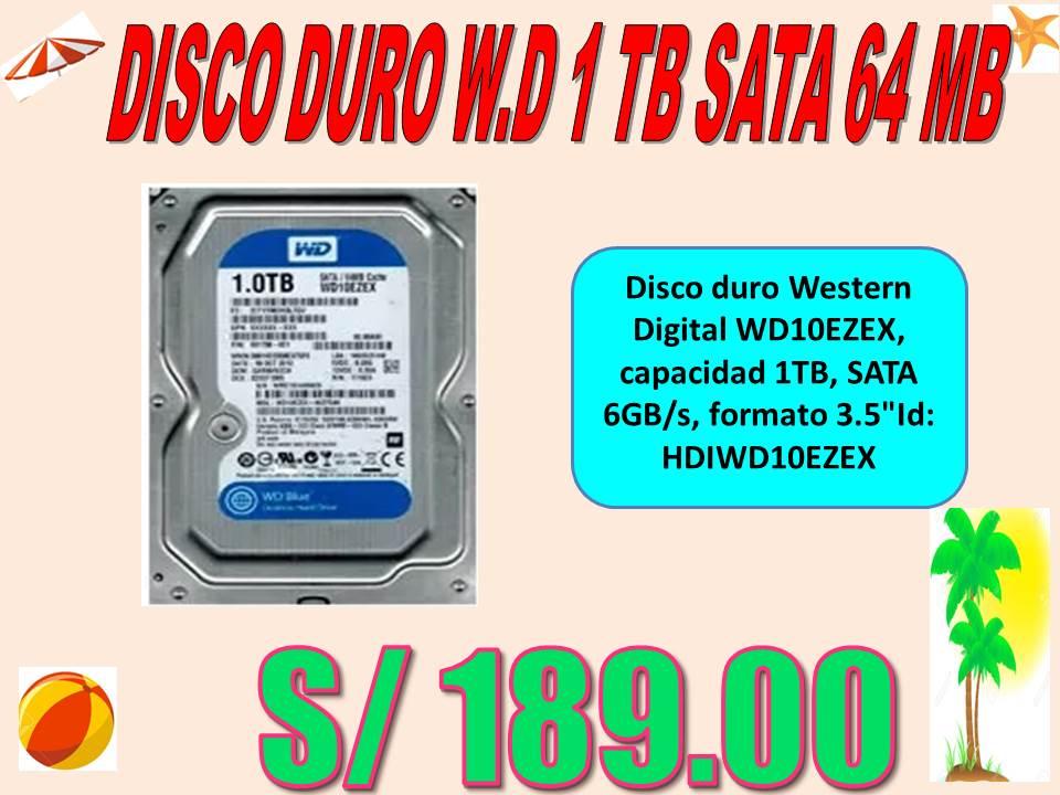 DISCO DURO W.D 1 TB SATA 64 MB